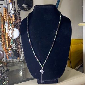 Bohemian beaded Necklace jewelry w/key pendant